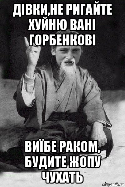 дівки,не ригайте хуйню вані горбенкові виїбе раком, будите жопу чухать, Мем Мудрий паца