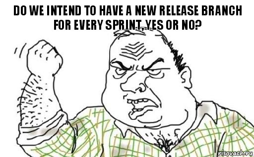 DO WE INTEND TO HAVE A NEW RELEASE BRANCH FOR EVERY SPRINT, YES OR NO?, Комикс Мужик блеать