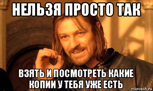 нельзя просто так взять и посмотреть какие копии у тебя уже есть, Мем Нельзя просто так взять и (Боромир мем)