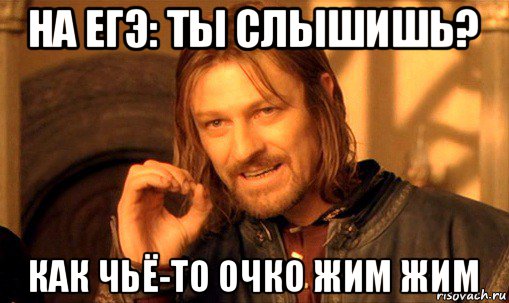 на егэ: ты слышишь? как чьё-то очко жим жим, Мем Нельзя просто так взять и (Боромир мем)