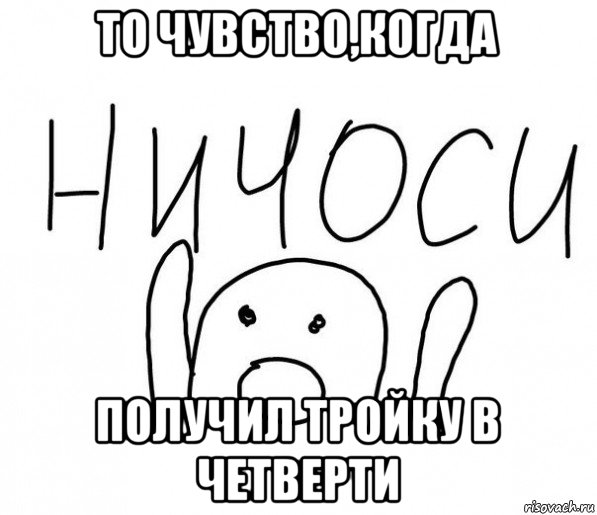 то чувство,когда получил тройку в четверти, Мем  Ничоси