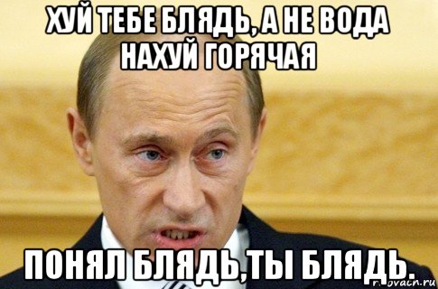 хуй тебе блядь, а не вода нахуй горячая понял блядь,ты блядь., Мем путин