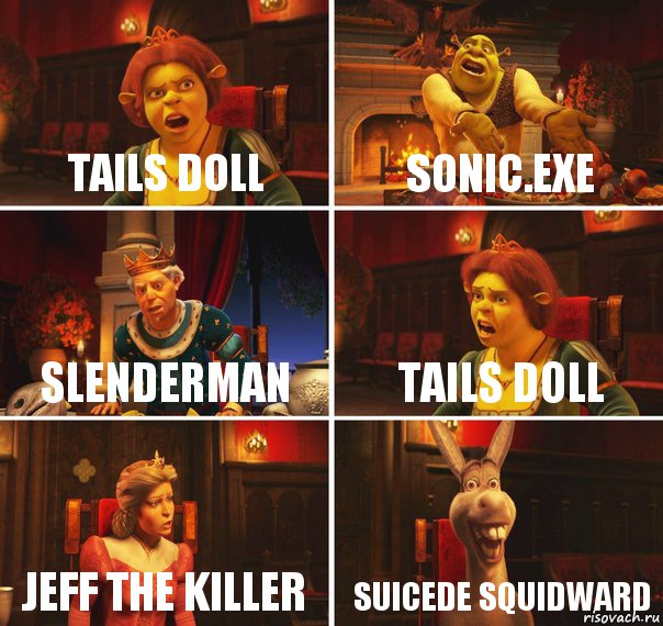 Tails doll Sonic.exe Slenderman TAILS DOLL jeff the killer SUICEDE SQUIDWARD, Комикс  Шрек Фиона Гарольд Осел