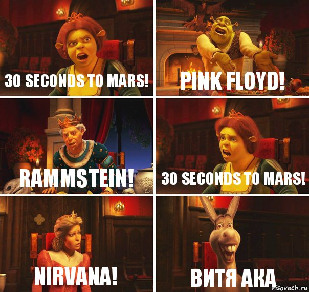 30 seconds to mars! Pink Floyd! Rammstein! 30 seconds to mars! Nirvana! Витя Ака, Комикс  Шрек Фиона Гарольд Осел