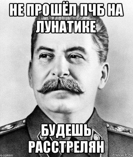 не прошёл пчб на лунатике будешь расстрелян, Мем  Иосиф Виссарионович Сталин