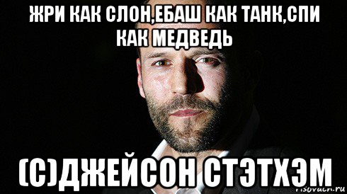 жри как слон,ебаш как танк,спи как медведь (с)джейсон стэтхэм, Мем стетхем