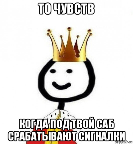 то чувств когда под твой саб срабатывают сигналки, Мем Теребонька Царь