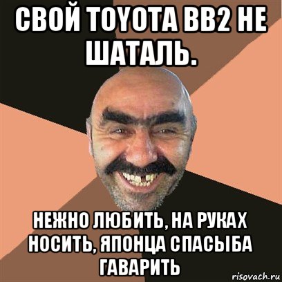 свой toyota bb2 не шаталь. нежно любить, на руках носить, японца спасыба гаварить, Мем Я твой дом труба шатал