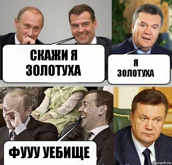 скажи я золотуха я золотуха фууу уебище, Комикс  Разговор Януковича с Путиным и Медведевым