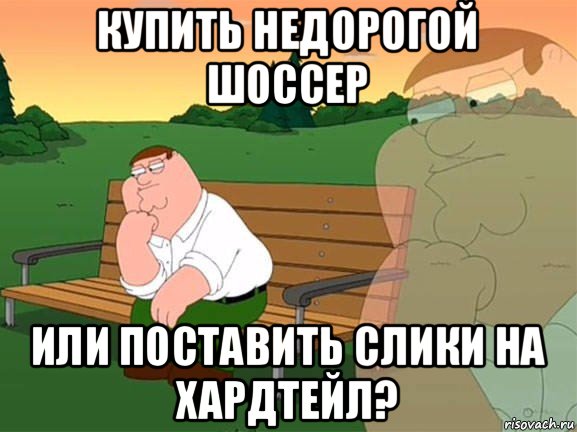 купить недорогой шоссер или поставить слики на хардтейл?, Мем Задумчивый Гриффин