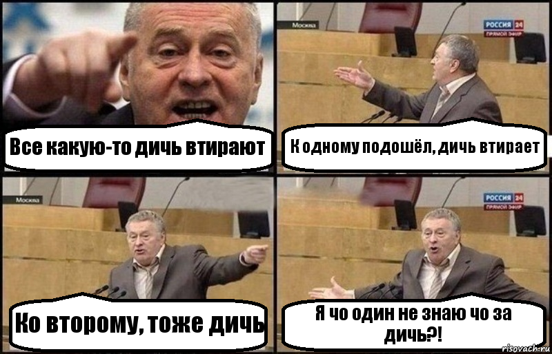 Все какую-то дичь втирают К одному подошёл, дичь втирает Ко второму, тоже дичь Я чо один не знаю чо за дичь?!, Комикс Жириновский