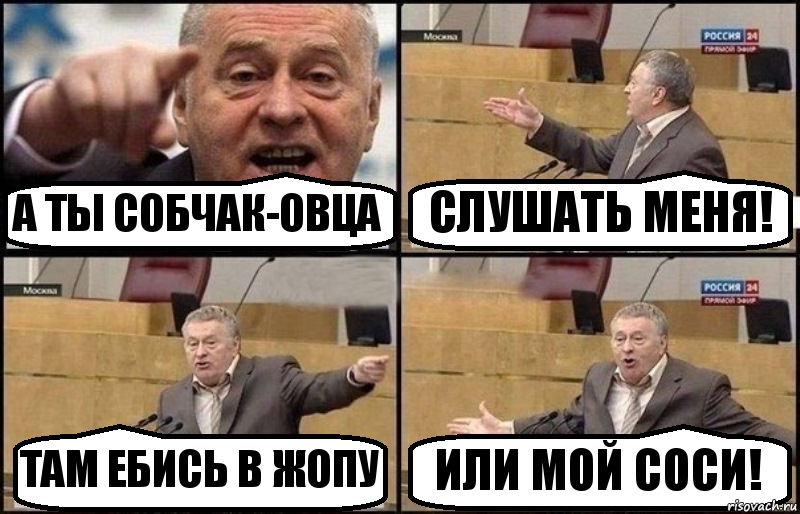 А ТЫ СОБЧАК-ОВЦА СЛУШАТЬ МЕНЯ! ТАМ ЕБИСЬ В ЖОПУ ИЛИ МОЙ СОСИ!, Комикс Жириновский