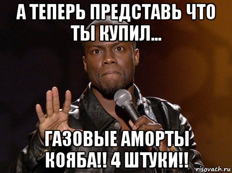 а теперь представь что ты купил... газовые аморты кояба!! 4 штуки!!, Мем  А теперь представь