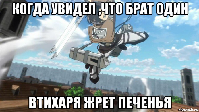 когда увидел ,что брат один втихаря жрет печенья