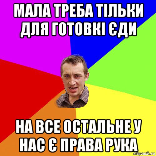 мала треба тільки для готовкі єди на все остальне у нас є права рука, Мем Чоткий паца