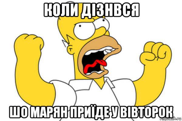 коли дізнвся шо марян приїде у вівторок, Мем Разъяренный Гомер