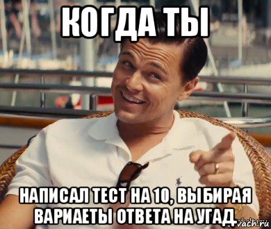 когда ты написал тест на 10, выбирая вариаеты ответа на угад., Мем Хитрый Гэтсби