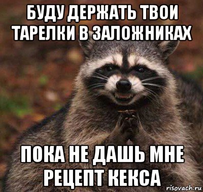 буду держать твои тарелки в заложниках пока не дашь мне рецепт кекса