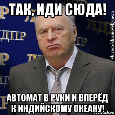 так, иди сюда! автомат в руки и вперёд к индийскому океану!, Мем Хватит это терпеть (Жириновский)