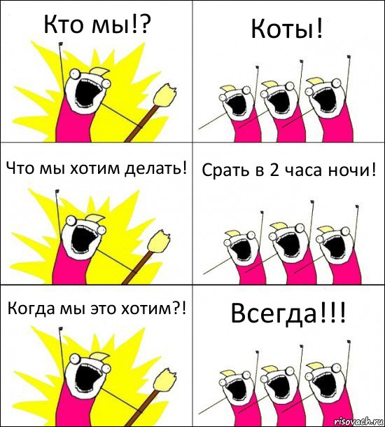 Кто мы!? Коты! Что мы хотим делать! Срать в 2 часа ночи! Когда мы это хотим?! Всегда!!!, Комикс кто мы