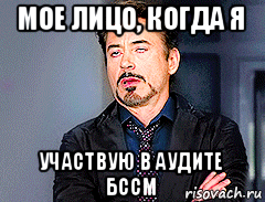 мое лицо, когда я участвую в аудите бссм