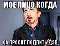мое лицо когда qa просит подлить дэв
