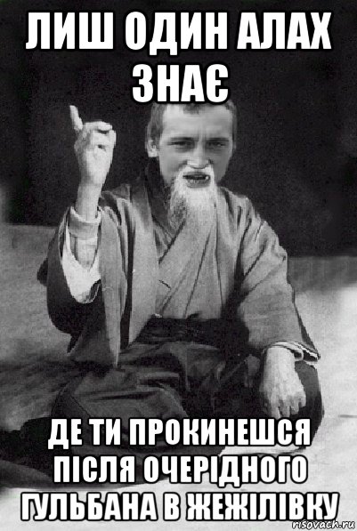 лиш один алах знає де ти прокинешся після очерідного гульбана в жежілівку, Мем Мудрий паца