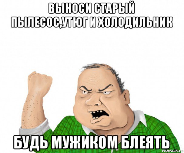 выноси старый пылесос,утюг и холодильник будь мужиком блеять, Мем мужик