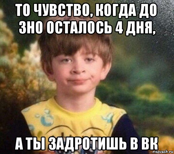 то чувство, когда до зно осталось 4 дня, а ты задротишь в вк, Мем Недовольный пацан