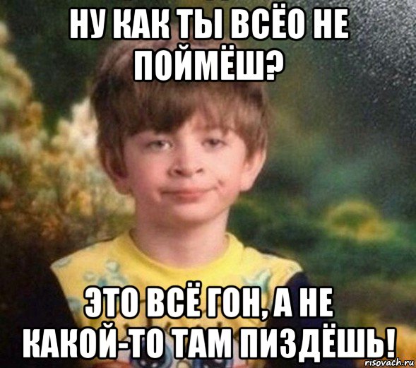 ну как ты всёо не поймёш? это всё гон, а не какой-то там пиздёшь!, Мем Недовольный пацан