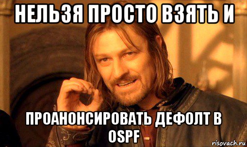 нельзя просто взять и проанонсировать дефолт в ospf, Мем Нельзя просто так взять и (Боромир мем)