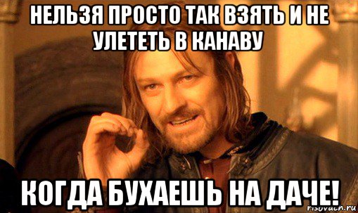 нельзя просто так взять и не улететь в канаву когда бухаешь на даче!, Мем Нельзя просто так взять и (Боромир мем)