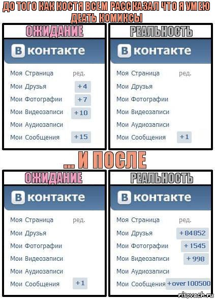 до того как костя всем рассказал что я умею деать комиксы, Комикс  Ожидание реальность 2