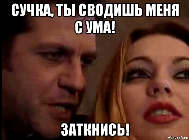 сучка, ты сводишь меня с ума! заткнись!