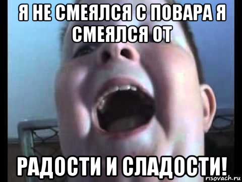 я не смеялся с повара я смеялся от радости и сладости!