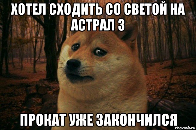 хотел сходить со светой на астрал 3 прокат уже закончился, Мем SAD DOGE