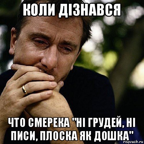 коли дізнався что смерека "ні грудей, ні писи, плоска як дошка", Мем Тим рот плачет