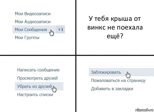 У тебя крыша от винкс не поехала ещё?, Комикс  Удалить из друзей