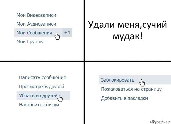 Удали меня,сучий мудак!, Комикс  Удалить из друзей