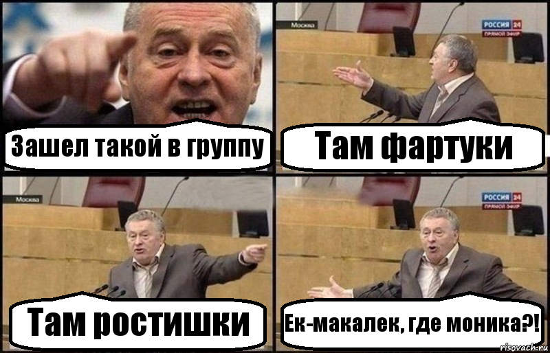 Зашел такой в группу Там фартуки Там ростишки Ек-макалек, где моника?!, Комикс Жириновский