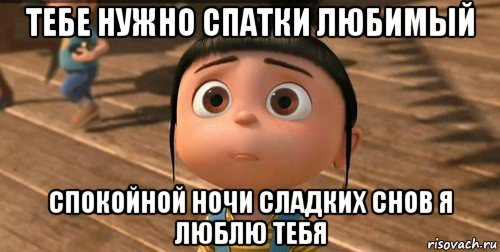 тебе нужно спатки любимый спокойной ночи сладких снов я люблю тебя, Мем    Агнес Грю