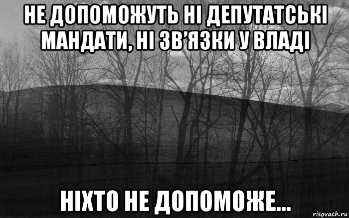 не допоможуть ні депутатські мандати, ні зв’язки у владі ніхто не допоможе..., Мем безысходность лес