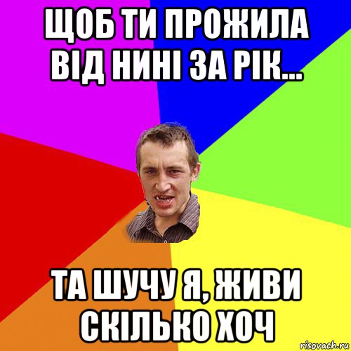 щоб ти прожила від нині за рік... та шучу я, живи скілько хоч, Мем Чоткий паца