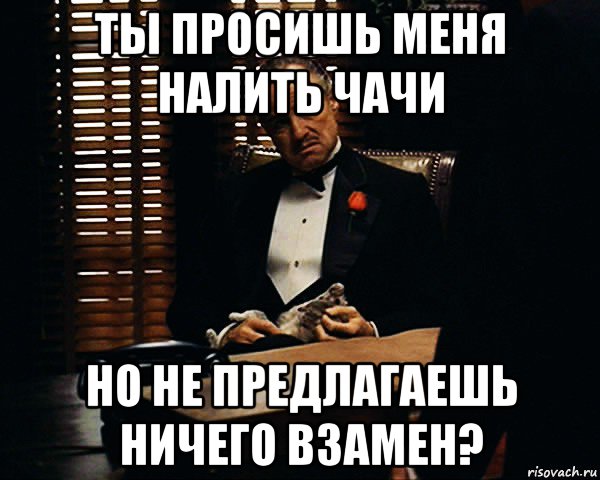 ты просишь меня налить чачи но не предлагаешь ничего взамен?, Мем Дон Вито Корлеоне