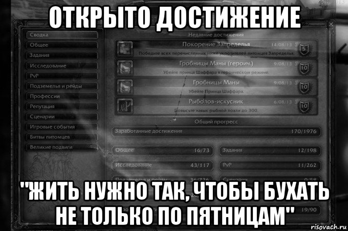 открыто достижение "жить нужно так, чтобы бухать не только по пятницам"