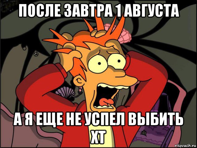 после завтра 1 августа а я еще не успел выбить хт, Мем Фрай в панике