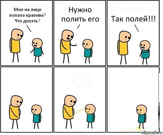 Мне на лицо попала крапива? Что делать? Нужно полить его Так полей!!!, Комикс Обоссал