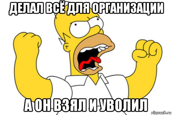 делал всё для организации а он взял и уволил, Мем Разъяренный Гомер