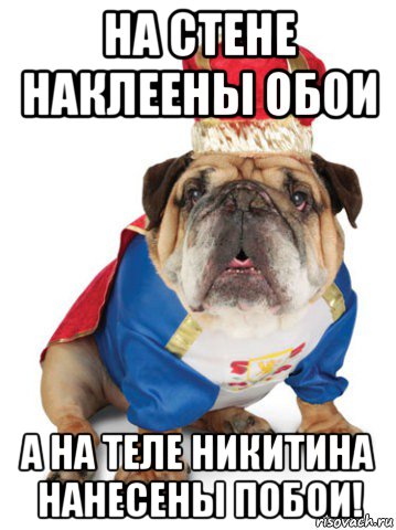 на стене наклеены обои а на теле никитина нанесены побои!