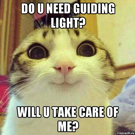 do u need guiding light? will u take care of me?, Мем       Котяка-улыбака